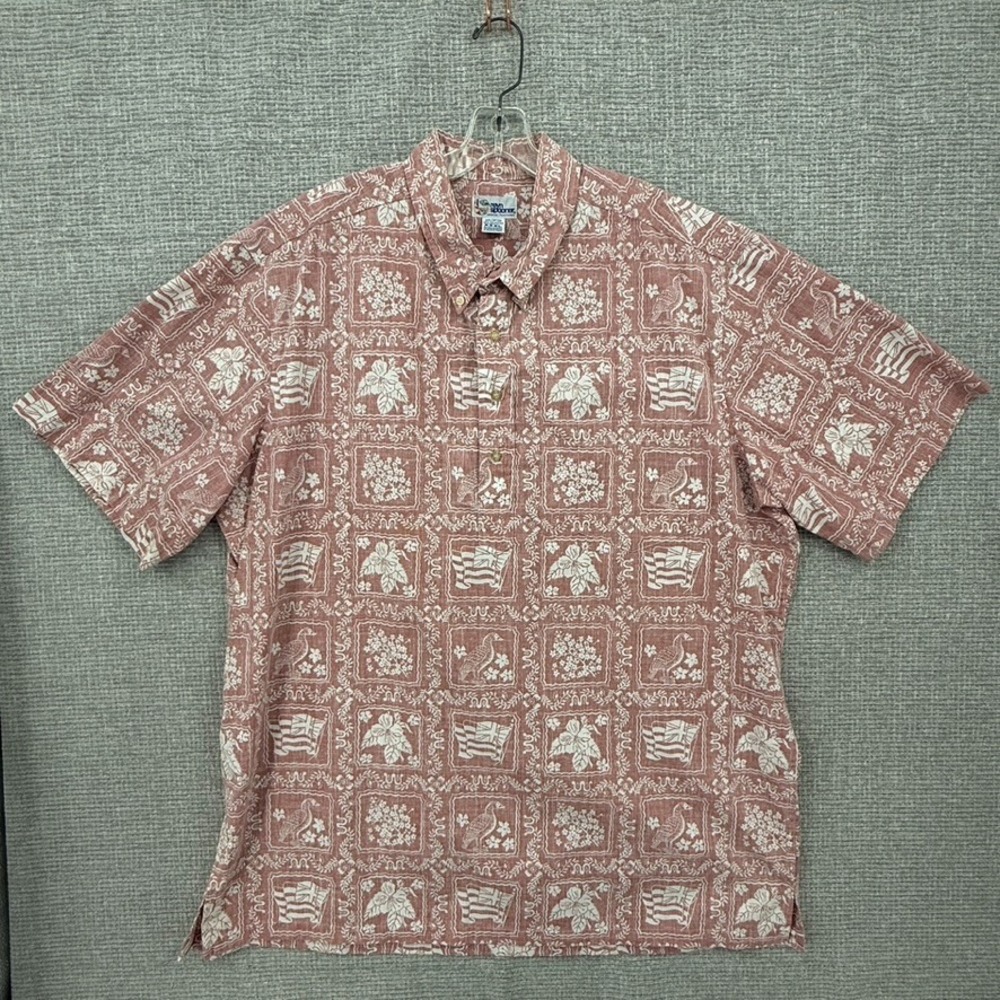 Vtg Reyn Spooner Sz 3XL Y2K Rust Red Lahaina Sailor Floral Hawaiia Kloth Popover - Picture 2 of 12